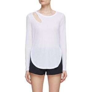 Alo Yoga Cut Out Ribbed Long Sleeve Shirt in White